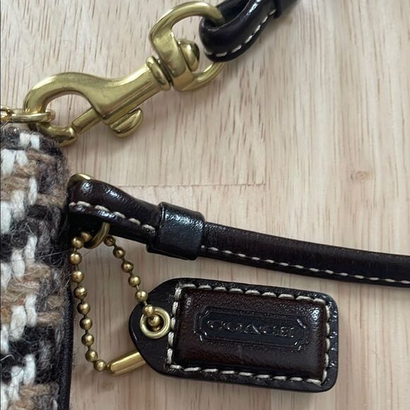 Coach Brown and Black Houndstooth Wristlet - Picture 2 of 5